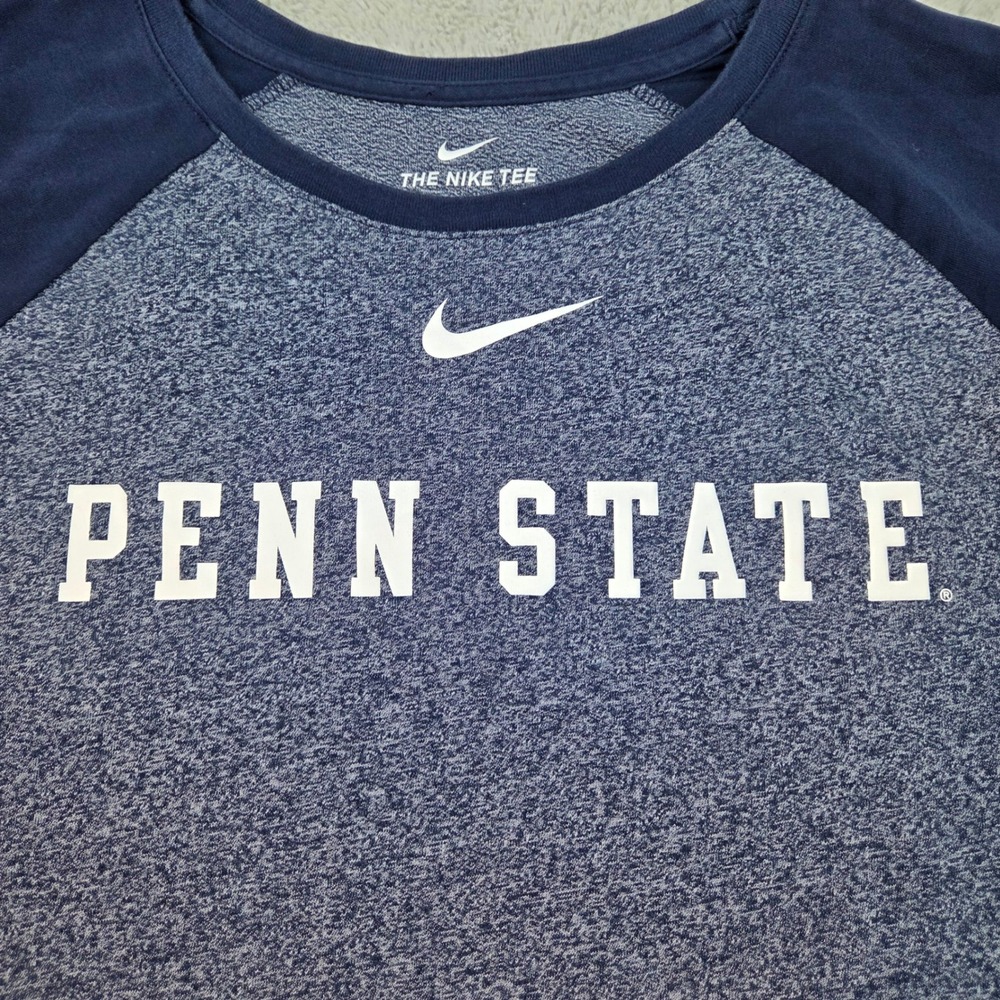 Nike Penn State Raglan Tee Mens XL PSU Nittany Lions Athletic Cut Blue Navy